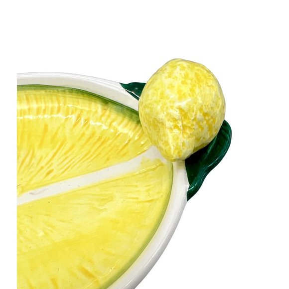 Vintage Ceramic Lemon-Shaped Soap Trinket Dish Made In Italy 7" x 4" - Picture 6 of 9